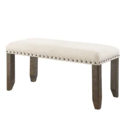 Dex 6pc Extendable Dining Table Set, 4 Ladder Side Chairs And Bench Upholstery Walnut Brown/ Cream Upholstery - Picket House Furnishings -Furniture Hotsale Shop GUEST af2a0480 95c9 4b18 8826 53629268beda