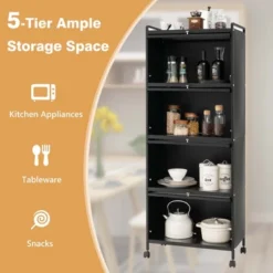 Costway 5-Tier Kitchen Baker's Rack Storage Cabinet Mobile Microwave Stand Flip-up Doors 16 Costway 5-Tier Kitchen Baker's Rack Storage Cabinet Mobile Microwave Stand Flip-up Doors -Furniture Hotsale Shop GUEST b0768aff dac8 4817 aa23 2c14c865de10