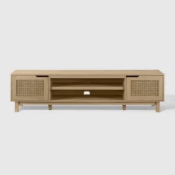 Modern Boho Storage TV Stand For TVs Up To 80" With Rattan Doors - Saracina Home -Furniture Hotsale Shop GUEST b0d8acef 9f03 4235 95e4 57c3710f0a4e