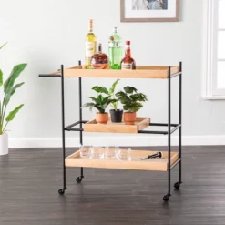 Jengarn Rolling Bar Cart Natural/Black - Aiden Lane 14 Jengarn Rolling Bar Cart Natural/Black - Aiden Lane -Furniture Hotsale Shop GUEST b13a7be1 7853 49e2 99a0 8a104fa59aef
