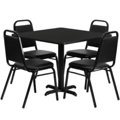 Flash Furniture 36'' Square Laminate Table Set With X-Base And 4 Trapezoidal Back Banquet Chairs -Furniture Hotsale Shop GUEST b2ebe581 59eb 4004 9e5c eff762dcd7f1