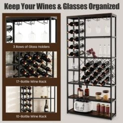 Costway Industrial Wine Rack Multi-purpose Freestanding Bakers Rack With Glass Holder 15 Costway Industrial Wine Rack Multi-purpose Freestanding Bakers Rack With Glass Holder -Furniture Hotsale Shop GUEST b41b9980 ec0b 4887 a8be bd9d911fda88
