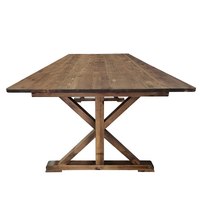Merrick Lane 8' X 40" Rectangular Antique Rustic Solid Pine Foldable Dining Table With Crisscross Legs 4 Merrick Lane 8' X 40" Rectangular Antique Rustic Solid Pine Foldable Dining Table With Crisscross Legs - Image 2