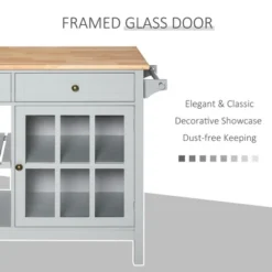 HOMCOM Kitchen Island Utility Storage Trolley Cart With Rubber Wood Top, Towel Rack, 2 Cabinets & Drawers For Dining Room 11 HOMCOM Kitchen Island Utility Storage Trolley Cart With Rubber Wood Top, Towel Rack, 2 Cabinets & Drawers For Dining Room -Furniture Hotsale Shop GUEST b4ef1159 ec50 4a02 a8e5 fd12e59bfbff