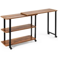 Tangkula Sofa Side Table W/Storage Shelves Mobile End Table Rolling Couch Table Desk For Living Room Bedroom -Furniture Hotsale Shop GUEST b626e3c1 52bf 4690 888a 1d858b54bb8d