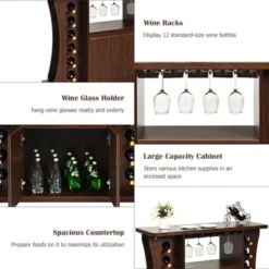 Costway Rolling Buffet Sideboard Wooden Bar Storage Cabinet W/ Wine Rack & Glass Holder 19 Costway Rolling Buffet Sideboard Wooden Bar Storage Cabinet W/ Wine Rack & Glass Holder -Furniture Hotsale Shop GUEST b6de4358 105f 4a6f b518 4652d6df0303
