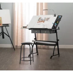 Core Drawing Table And Stool Set Charcoal Black/White - Studio Designs -Furniture Hotsale Shop GUEST b7cb4957 b13e 4711 95c8 33f24e926373