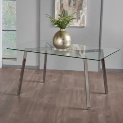 59" Zavier Rectangular Dining Table Clear - Christopher Knight Home