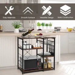 Costway Industrial Kitchen Baker's Rack Microwave Stand Utility Storage Shelf W/ 6 Hooks Steel Black 16 Costway Industrial Kitchen Baker's Rack Microwave Stand Utility Storage Shelf W/ 6 Hooks Steel Black -Furniture Hotsale Shop GUEST bc357fce 1955 4b57 8547 00224f3d8f9d