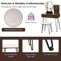 Costway Vanity Table Set Lighted Mirror Storage Drawer Shelf Cushion Stool -Furniture Hotsale Shop GUEST be9593c1 901c 4fe9 b748 ddd7a8d6de0d