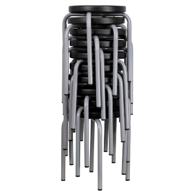 Flash Furniture Stackable Stool With Silver Powder Coated Frame 3 Flash Furniture Stackable Stool With Silver Powder Coated Frame