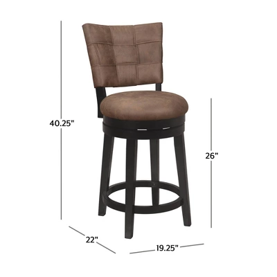 26" Kaede Wood And Upholstered Swivel Counter Height Barstool Black/Chestnut - Hillsdale Furniture 4 26" Kaede Wood And Upholstered Swivel Counter Height Barstool Black/Chestnut - Hillsdale Furniture - Image 2