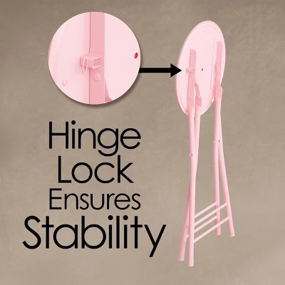 Set Of 4 Counter Height Bar Stools – 24-Inch Backless Folding Chairs With 300lb Capacity For Kitchen, Rec Room, Or Game Room By Trademark Home (Pink) 4 Set Of 4 Counter Height Bar Stools – 24-Inch Backless Folding Chairs With 300lb Capacity For Kitchen, Rec Room, Or Game Room By Trademark Home (Pink) - Image 2