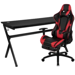 Flash Furniture Gaming Desk And Footrest Reclining Gaming Chair Set - Cup Holder/Headphone Hook/Removable Mouse Pad Top/Wire Management -Furniture Hotsale Shop GUEST c0e2bfcb 80ee 40c3 972d a472f05e6cb1