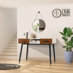 Costway 48'' Industrial Console Table With Storage Drawers Open Shelf Entryway 14 Costway 48'' Industrial Console Table With Storage Drawers Open Shelf Entryway -Furniture Hotsale Shop GUEST c1b20037 22aa 446b b67d 86cd3b2ca3ae