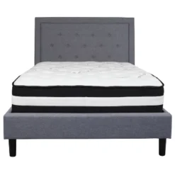 Flash Furniture Roxbury Full Size Tufted Upholstered Platform Bed In Light Gray Fabric With Pocket Spring Mattress -Furniture Hotsale Shop GUEST c32ab644 e276 4740 b42f 1bb5f153e6b0