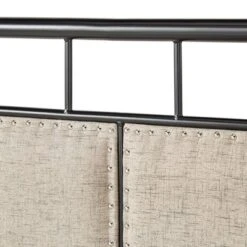 Queen Rathbone Nailhead Trim Upholstered Metal Bed Black/Oatmeal - Inspire Q -Furniture Hotsale Shop GUEST c3badeef 430f 4901 b0b8 57e75c50d0bc