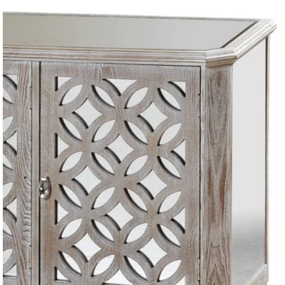 50" Distressed Mirrored Filigree 3 Door Cabinet Driftwood Gray - StyleCraft 3 50" Distressed Mirrored Filigree 3 Door Cabinet Driftwood Gray - StyleCraft