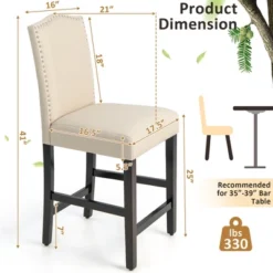 Costway Set Of 2 Upholstered Bar Stools 25'' Counter Height Chairs With Rubber Wood Legs Grey/Beige 14 Costway Set Of 2 Upholstered Bar Stools 25'' Counter Height Chairs With Rubber Wood Legs Grey/Beige -Furniture Hotsale Shop GUEST c5314d89 c69d 4448 8cd0 70aeca97b83f