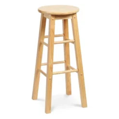 PJ Wood Classic Round Seat 29" Tall Kitchen Counter Stools For Homes, Dining Spaces, And Bars With Backless Seats & 4 Square Legs, Natural (Set Of 6) -Furniture Hotsale Shop GUEST c6beb7e2 bbfb 4181 b71f d9649b2da910