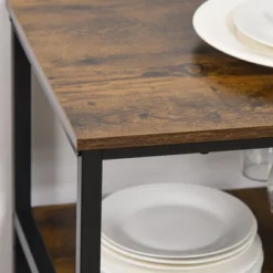 HOMCOM Industrial Wine Rack With 11-Bottles Holder, Free Standing Wine Shelf With Glass Holders For Home Bar, Kitchen, Rustic Brown -Furniture Hotsale Shop GUEST c6e46614 dca2 4ce6 967e 37fe66fcf6ac