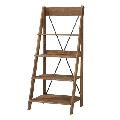68.25" Boho 4 Tier Solid Wood Ladder Bookshelf Plant Stand - Saracina Home 11 68.25" Boho 4 Tier Solid Wood Ladder Bookshelf Plant Stand - Saracina Home - Image 9