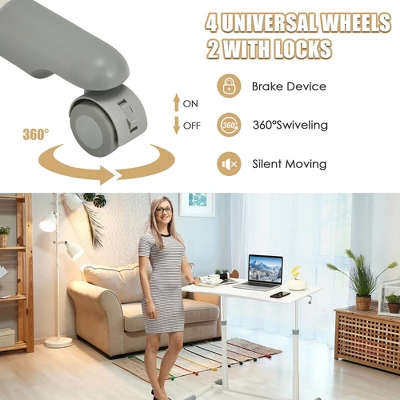 Costway Height Adjustable Computer Desk Sit To Stand Rolling Notebook Table Portable 7 Costway Height Adjustable Computer Desk Sit To Stand Rolling Notebook Table Portable - Image 5