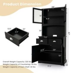 Costway 67'' Storage Cabinet Closet Kitchen Pantry Cupboard With Adjustable Shelves Black/White -Furniture Hotsale Shop GUEST ca63ee94 f1db 473f bc2f f380e638826c