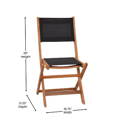 Emma And Oliver Set Of Two Weather Resistant All Natural Acacia Wood Folding Bistro Chairs With Textilene Mesh Seats And Backs 6 Emma And Oliver Set Of Two Weather Resistant All Natural Acacia Wood Folding Bistro Chairs With Textilene Mesh Seats And Backs - Image 4