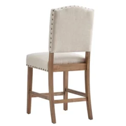 Set Of 2 24" Iverson Nailhead Trim Linen Counter Height Barstools - Inspire Q -Furniture Hotsale Shop GUEST caa7cc0e 9b1e 4bf6 ac68 0655f54a8adc