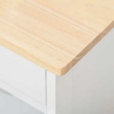 HOMCOM Bar Cart Rolling Kitchen Island On Wheels With 9-Bottle Wine Rack, Small Kitchen Cart Kitchen Storage Cabinets, Wooden Countertop, White 6 HOMCOM Bar Cart Rolling Kitchen Island On Wheels With 9-Bottle Wine Rack, Small Kitchen Cart Kitchen Storage Cabinets, Wooden Countertop, White - Image 4