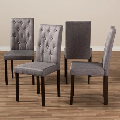 Set Of 4 Gardner Finished Dining Chairs Gray/Dark Brown - Baxton Studio 5 Set Of 4 Gardner Finished Dining Chairs Gray/Dark Brown - Baxton Studio - Image 3