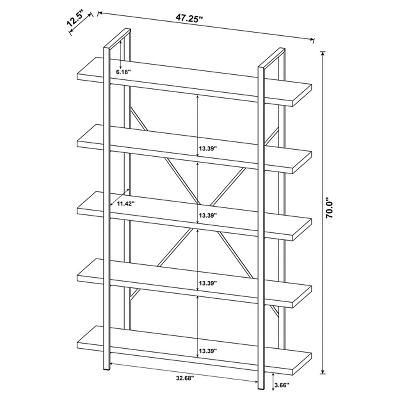 70" Cole 5 Shelf Bookcase With Frame - Coaster 12 70" Cole 5 Shelf Bookcase With Frame - Coaster - Image 10