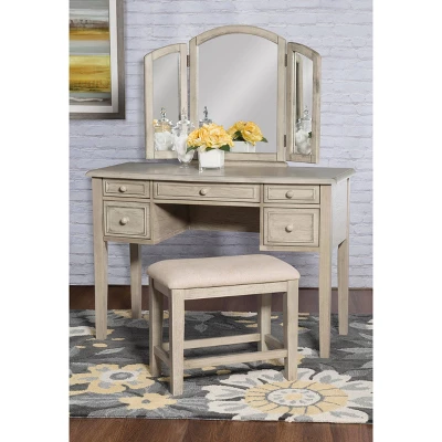 Sophie Vanity And Stool White Wash - Powell Company 3 Sophie Vanity And Stool White Wash - Powell Company