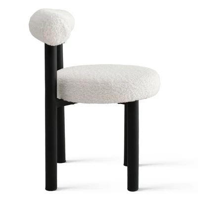 Dwen+Shaun 5-Piece 46" Manufactured Grain And 18.5" Wide 4 Round Seat Beige Boucle Chairs Modern Round Dining Table Set-The Pop Maison 6 Dwen+Shaun 5-Piece 46" Manufactured Grain And 18.5" Wide 4 Round Seat Beige Boucle Chairs Modern Round Dining Table Set-The Pop Maison - Image 4