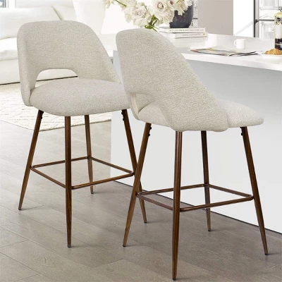26 Inches Edwin Upholstered Counter Height Stool (Set Of 2) Walnut Leg-The Pop Maison 3 26 Inches Edwin Upholstered Counter Height Stool (Set Of 2) Walnut Leg-The Pop Maison
