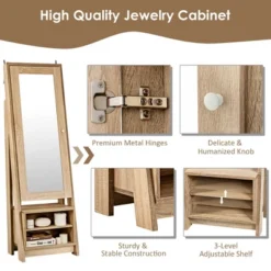 Costway Jewelry Cabinet Large Full Length Armoire 2-in-1 Stand Mirror Organizer 19 Costway Jewelry Cabinet Large Full Length Armoire 2-in-1 Stand Mirror Organizer -Furniture Hotsale Shop GUEST ce76ac87 69af 4f1d 8935 8080471617b1