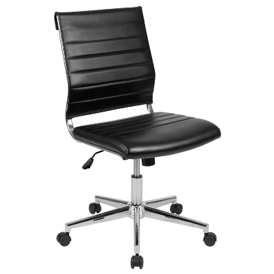 Emma And Oliver Mid-Back Armless LeatherSoft Ribbed Executive Swivel Office Chair 15 Emma And Oliver Mid-Back Armless LeatherSoft Ribbed Executive Swivel Office Chair - Image 13