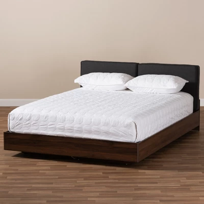 Queen Iselin Finished Storage Platform Bed Dark Gray/Walnut Brown - Baxton Studio 4 Queen Iselin Finished Storage Platform Bed Dark Gray/Walnut Brown - Baxton Studio - Image 2