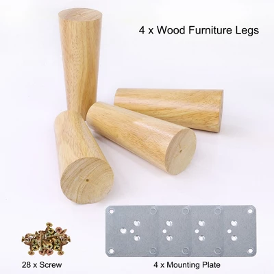 Unique Bargains Wood Furniture Legs Round Solid With Mounting Plate Replacement Feets Set Of 4 6 Unique Bargains Wood Furniture Legs Round Solid With Mounting Plate Replacement Feets Set Of 4 - Image 4