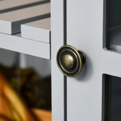 HOMCOM Kitchen Island Utility Storage Trolley Cart With Rubber Wood Top, Towel Rack, 2 Cabinets & Drawers For Dining Room 7 HOMCOM Kitchen Island Utility Storage Trolley Cart With Rubber Wood Top, Towel Rack, 2 Cabinets & Drawers For Dining Room - Image 5