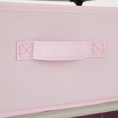 Juvale Fabric Drawer Dresser Storage Organizer Chest Tower With 4 Clothes Drawers Bins For Bedroom, Nursery, Closet, Pink 16.5x13 In 6 Juvale Fabric Drawer Dresser Storage Organizer Chest Tower With 4 Clothes Drawers Bins For Bedroom, Nursery, Closet, Pink 16.5x13 In - Image 4