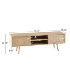 Rattan TV Stand, Entertainment Center With Sliding Doors, TV Console Cabinet With Adjustable Shelf, Natural-ModernLuxe -Furniture Hotsale Shop GUEST d2fae453 3a84 46eb 940b a3f9afaf63b8