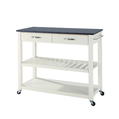 Granite Top Kitchen Prep Cart White/Black - Crosley 5 Granite Top Kitchen Prep Cart White/Black - Crosley - Image 3