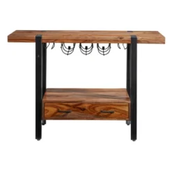 Secret Saloon 1 Drawer Wine Console Brown/Black - Treasure Trove Accents