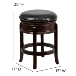 Merrick Lane Clara Backless Wooden Counter Stool With Faux Leather 360 Degree Swivel Seat -Furniture Hotsale Shop GUEST d375667f bf3a 44f1 909c 305c4769c398