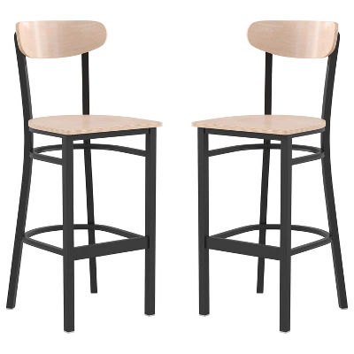 Flash Furniture Wright Set Of 2 Commercial Grade Barstools With 500 LB. Capacity Steel Frame, Solid Wood Seat, And Boomerang Back 20 Flash Furniture Wright Set Of 2 Commercial Grade Barstools With 500 LB. Capacity Steel Frame, Solid Wood Seat, And Boomerang Back - Image 18