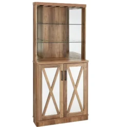 Home Source Grey Wash Corner Bar Cabinet With Mirrored Panels -Furniture Hotsale Shop GUEST d45de93f e18e 421d b545 69c70f917c2c