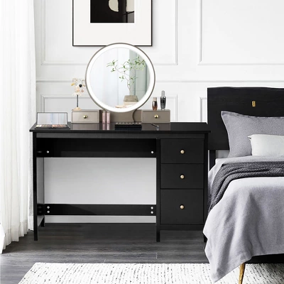 Computer Desk Study Writing Desk Home Office Workstation With 3 Drawers WhiteBlack 4 Computer Desk Study Writing Desk Home Office Workstation With 3 Drawers WhiteBlack - Image 2