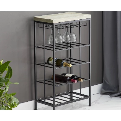 Industrial Metal Rectangle Wine Rack Black - Olivia & May 3 Industrial Metal Rectangle Wine Rack Black - Olivia & May